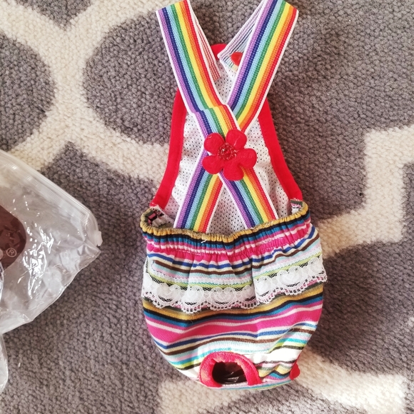 NIP Doggie Striped, Rainbow Suspender Outfit